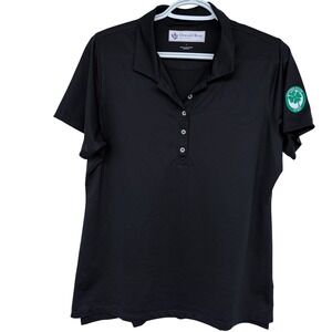 Donald Ross Sportswear Golf Polo Shirt Womens Large Black Clovernook CC Logo